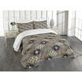 thumbnail image 3 of Ambesonne East Quilted Bedspread Set 3 Pcs, Old Fashioned Batik Pattern, Queen Size, Tan Black, 3 of 5