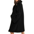 thumbnail image 4 of IROINNID Women's Winter Warm Mid-Long Front Open Coat Solid Color Overcoat Long Sleeve Outwear, Black, 4 of 9