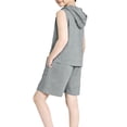 thumbnail image 5 of ITSAME Boys Girls Outfits 2-Piece, Letter Print Sleeveless Hoodies and Shorts Fashion Casual Clothes Set Gray Size 7-8, 5 of 5