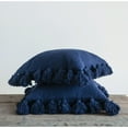 thumbnail image 3 of Creative Co-Op Woven Cotton Slub Pillow with Tassels, Navy, 3 of 4