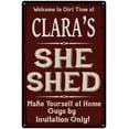 thumbnail image 1 of CLARA'S She Shed Red Sign Gift Lady Cave 8x12 Metal Sign 108120088147, 1 of 1
