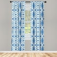 thumbnail image 3 of Ambesonne Hippie Curtains, Grunge Motif, Pair of 28"x63", Navy Blue and White, 3 of 5
