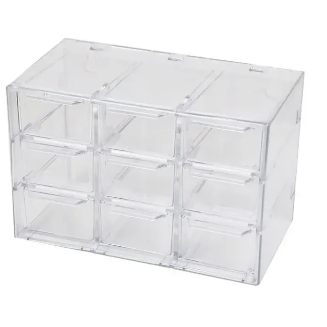 Transparent Drawer-Type Cosmetic Organizer with Six Compartments - Compact Dustproof Storage Box for Lipsticks, Jewelry & Makeup Accessories, Clear Pink Multi-Grid Desktop Case for Tidy Vanity