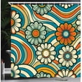 thumbnail image 3 of Ambesonne Hippie Shower Curtain, Daisy Flowers on Groovy Wave, 69"Wx84"L, Sea Blue and Burnt Orange, 3 of 4