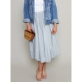 thumbnail image 5 of Douhoow Women Bubble Skirts Elegant Elastic High Waist Pleated Solid Color Long Skirt with Pockets, 5 of 9