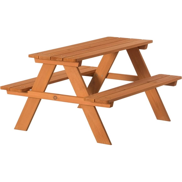 Wooden Kids Outdoor Picnic Table for Garden and Backyard, Stained