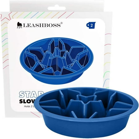 UPC: 0850002369915 | Leashboss | Slow Feed Dog Bowl for Raised Pet Feeders | Maze Food Bowl Compatible with Elevated Diners | Large to Extra Large Breeds | 2 Cups 7.5-8 Inch Feeder Holes | Blue