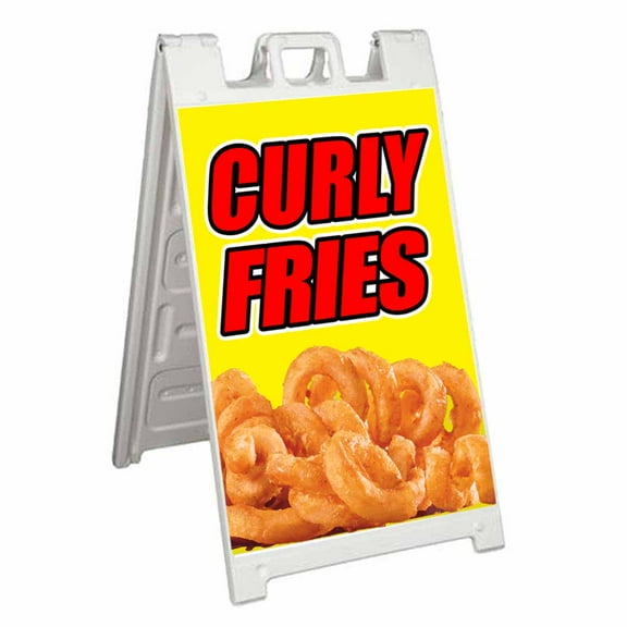 Curly Fries (24" X 36") Standard A-Frame Signicade, Includes Decal Applied To Stand