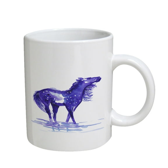KuzmarK Coffee Cup Mug 11 Ounce - Abstract Snowflake Appaloose in Purple Horse Art by Denise Every