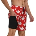 thumbnail image 2 of Kdxio Maple Leaves Print Men'S Swim Trunks With Compression Liner 7 Inch Inseam Quick Dry Swim Shorts, 2 of 7
