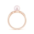 thumbnail image 2 of Angara Japanese Akoya Cultured Pearl Criss Cross Shank Engagement Ring in 14K Rose Gold for Women | June Birthstone Jewelry for Her, 2 of 8