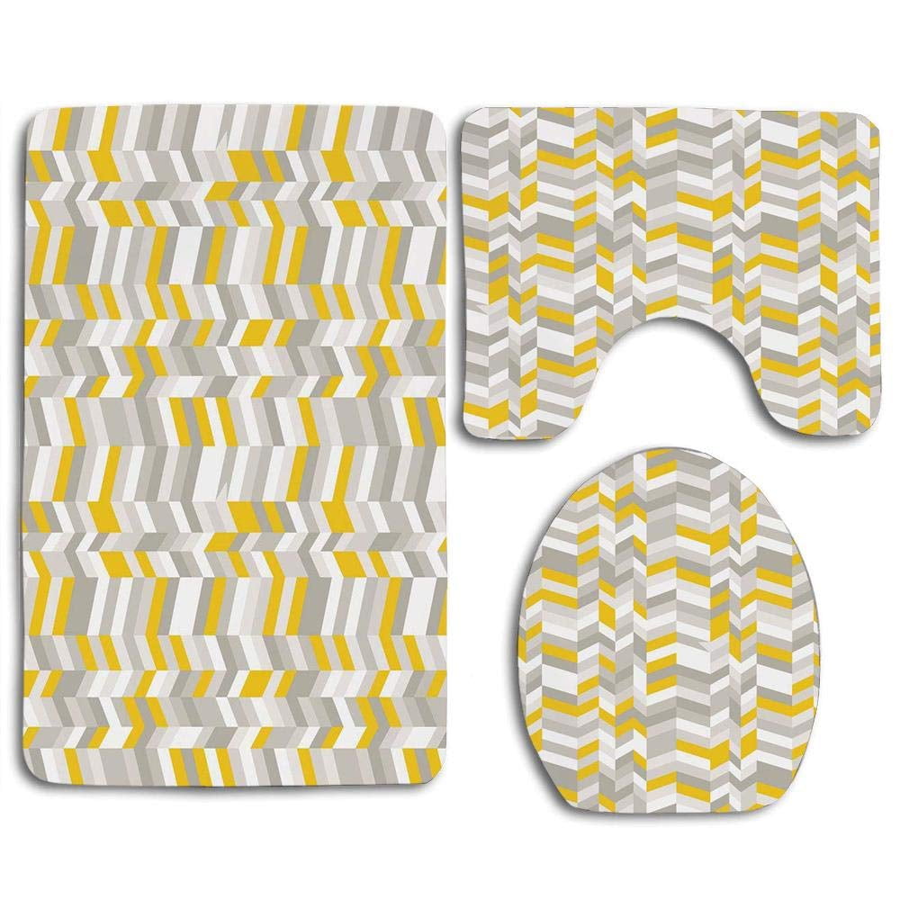 GOHAO Grey and Yellow Geometric Vintage 60s Home Inspired Zig Zags 3
