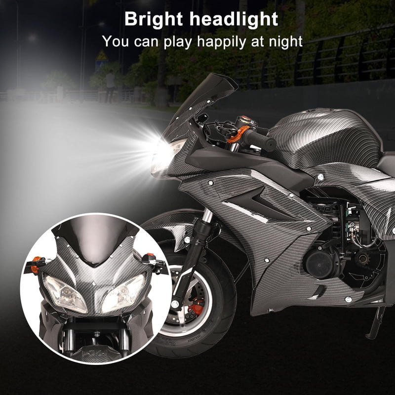 Floseru Dirt Bike 49cc 4 Stroke Pocket Bike, Mini Motorcycle for Kids, Gas Pocket Motorbike with Strong Dual Brake, Gas Power Motocross, Racing Max Speed 25MPH, Dual Headlights,Cool Appearance