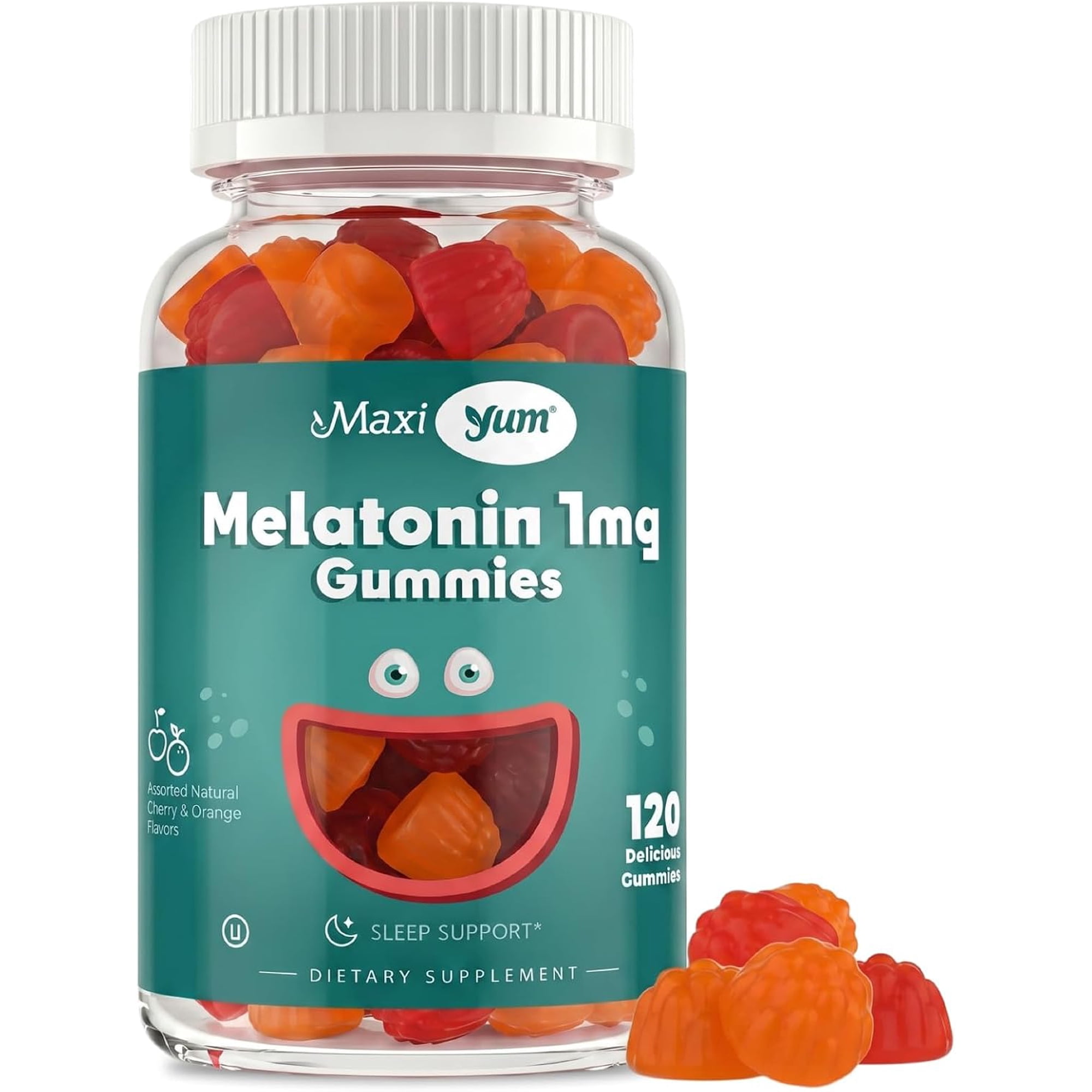 Maxi Health Kosher Melatonin Gummies 1 mg - Sleep Support Supplement - Assorted Fruit Flavor - 120 Gummies