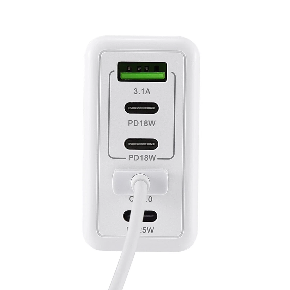 Fast Usb C Charging Station 120W 3Pd+2Usb Charger Block Multiport Hub Portable