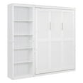 thumbnail image 5 of Solid Wood Bed Frame Murphy Bed Wall Bed with Shelves, Platform Bed Frame, Mid Century Bedframe, Wood Foundation(White, Full), 5 of 8