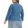 thumbnail image 3 of GRACE & GRANDEUR Women's Plus Size Button Down Chest Pocket Short Denim Jacket 4X Denim Blue, 3 of 6