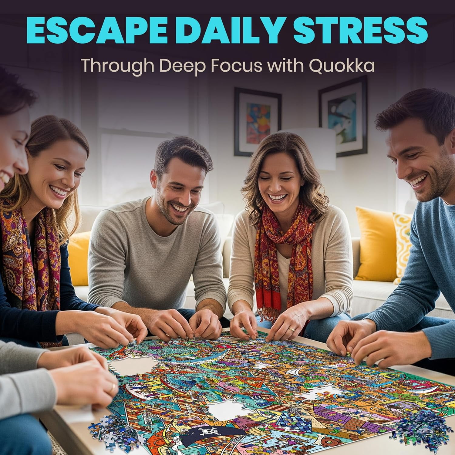 QUOKKA 1000 Piece Puzzle for Adults - Adult Puzzles with 223 Hidden Secrets Engaging Audio Story