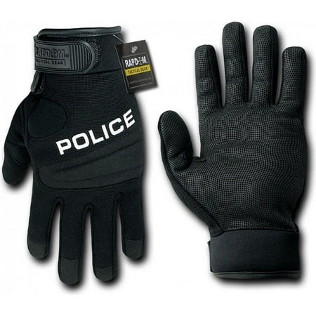 RapDom Tactical Police Black Digital Leather Duty Gloves