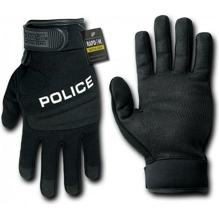Police Leather Gloves - RapDom Tactical Police Black Digital Leather Duty Gloves (S)