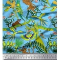 thumbnail image 1 of Soimoi Moss Georgette Fabric Branches,Parrot & Leopard Jungle Print Fabric by The Yard 42 Inch Wide, 1 of 1