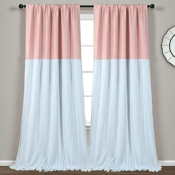 2 Panels Blackout Tulle Skirt Window Curtains for Bedroom 52''X84''