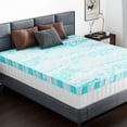 thumbnail image 5 of CONCETTA 4 Inch Queen Size Memory Foam Mattress Topper with Cooling Gel, Pressure Relief for Back Pain, Comfort Bed Topper, CertiPUR-US Certified，Blue, 5 of 8
