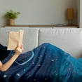 thumbnail image 3 of Stars Soft Flannel Fleece Blanket, Night Skyline Illustration with Watercolor Effect Crescent Moon and Clouds, Cozy Plush for Indoor and Outdoor Use, 50" x 60", Pale Blue Night Blue, by Ambesonne, 3 of 5