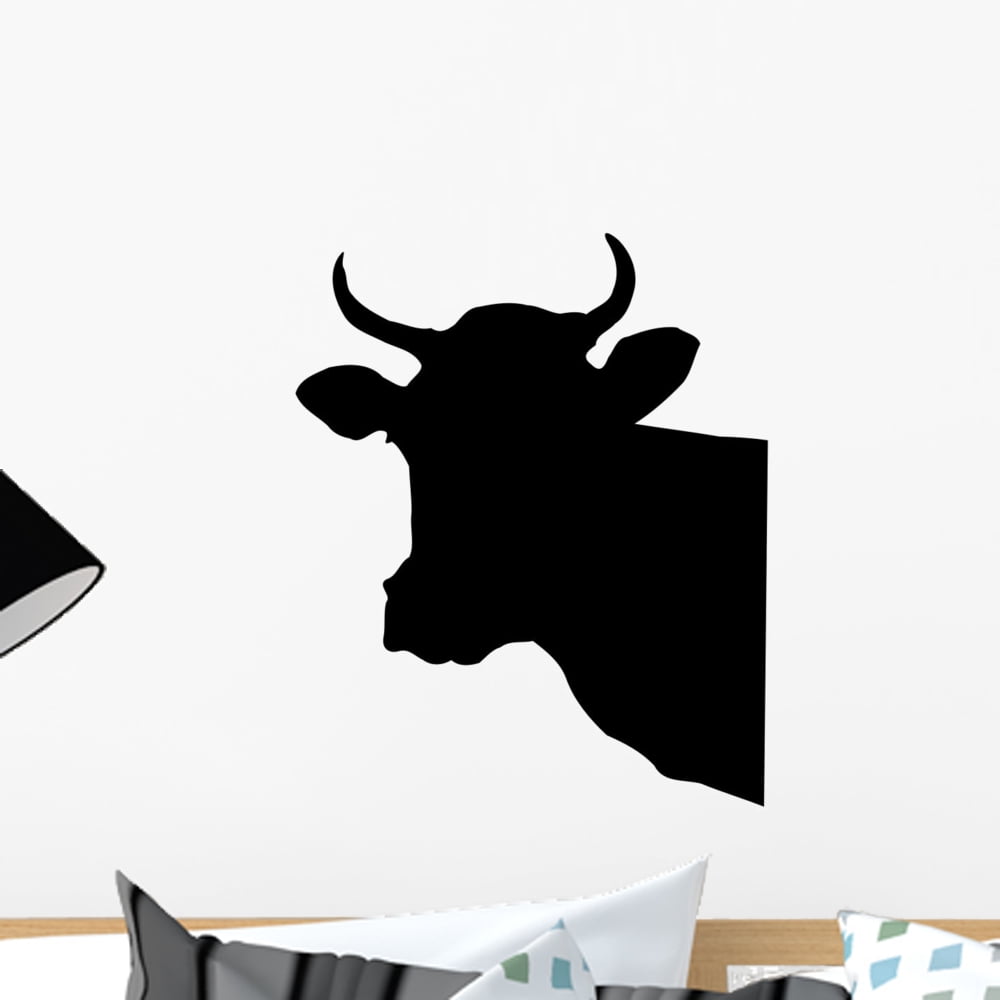 Cow Head Wall Decal Sticker by Wallmonkeys Vinyl Peel and Stick Graphic