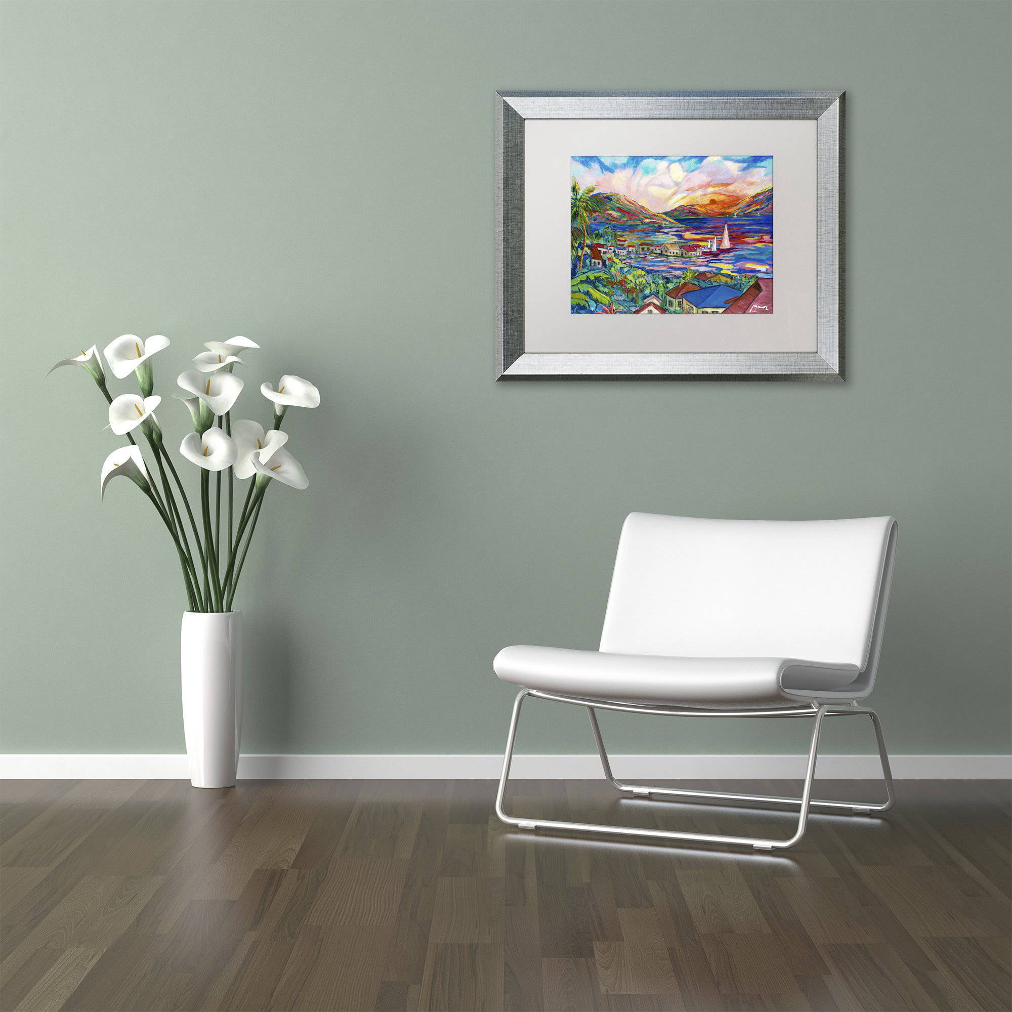 Trademark Fine Art "Sunset" Canvas Art by Manor Shadian White Matte, Silver Frame