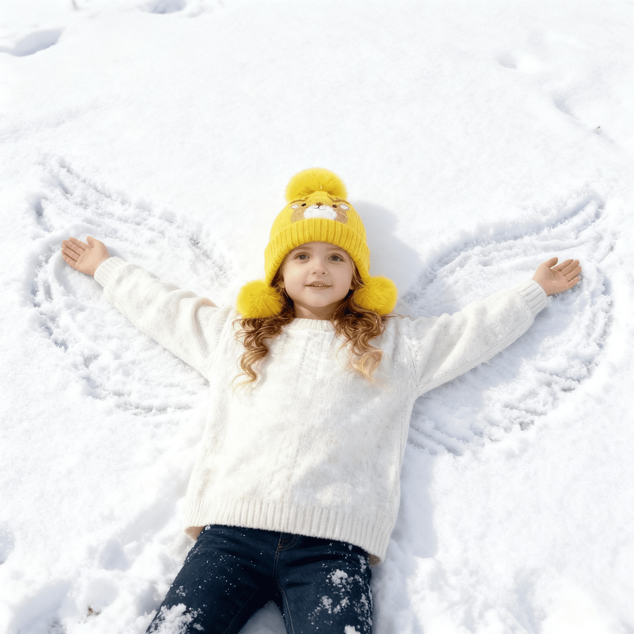 Children's cartoon wool cap knitted hat padded and thickened windproof cap