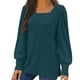 thumbnail image 1 of Jsaierl Mujeres Casual Puff Camisas de Manga Larga 2025 Otoño Moda Side Split Cuello Cuadrado Tops Loose Fit Dressy Túnica Blusas, 1 of 5
