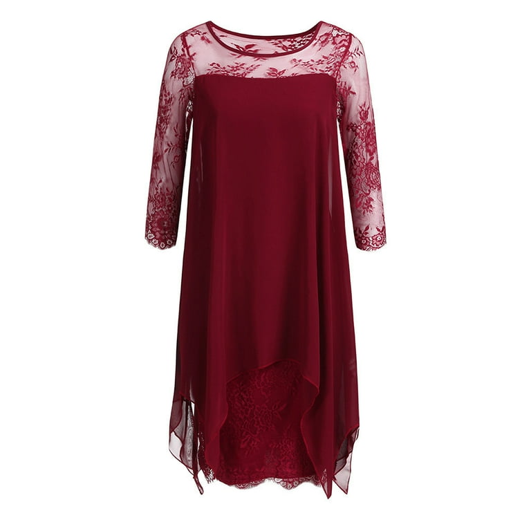 Chiffon overlay navy three quarter sleeve lace dress clearance