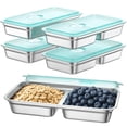 thumbnail image 1 of Hotbird Reusable Stainless Steel Snack Containers with Lids for Kids Todder Adults Double Compartment Grab and Go Food Storage Snackle Box Container,16 oz, 4 Pack, BPA Free, 1 of 7