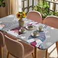 thumbnail image 3 of Christmas Grey Table Cloths for 3 Foot Rectangle Tables, Cute Gnomes Xmas Winter Snowflakes Patio Waterproof Elastic Fitted Tablecloths, Washable Rectangular Table Cover for Camping, 3 of 8