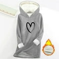thumbnail image 2 of DDAPJ pyju Women's Winter Warm Hoodie Sherpa Fleece Lined Pullover Oversized Heart Print Hooded Sweatshirt Heavyweight Casual Lounge Tops Gray XXL, 2 of 4