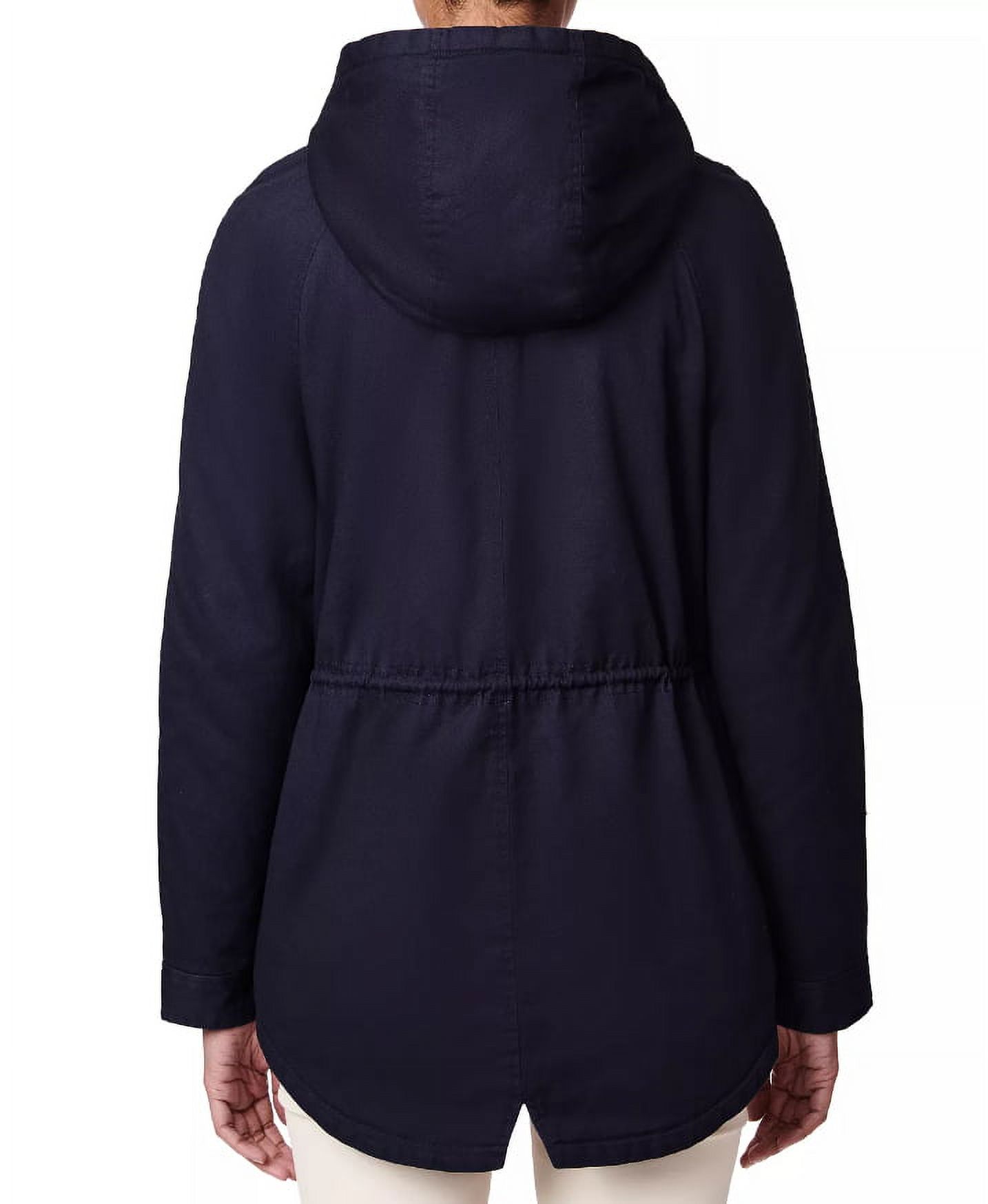 COLLECTIONB Womens Navy Pocketed Zippered Hooded Anorak Button Down Jacket Juniors XS - image 3 of 3