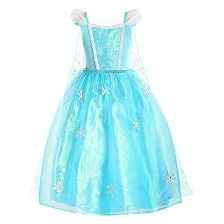 ReliBeauty Girls Princess Costume Organdie Snowflake Dress up, Puff Sleeve,