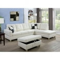 thumbnail image 6 of Pon Living Furniture White Sectional Sofas, Leather Living Room Set with Storage Ottoman & Toss Pillows, 6 of 6