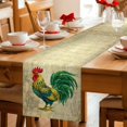 thumbnail image 5 of Vintage Rooster Cotton Linen Table Runner for Dining Kitchen, Farmhouse Retro Animals Elegant Wedding Outdoor Party Tablerunners Decoration, Dresser Scarf Coffee Tablecloth Runners 13x48 Inches, 5 of 9
