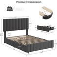 thumbnail image 3 of Gris tamaño completo-size linen forrado platform marco de cama con 4 almacenamiento cajones y adjustable cabecero, de madera slats support, no box spring required, 3 of 7