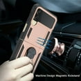 thumbnail image 3 of for Samsung Galaxy Z Flip 3 5G Phone Case Magnet Mount Ready Slip Guard Grids Pattern Ring Kickstand Hybrid Slim Shock Bumper Cover, 3 of 4
