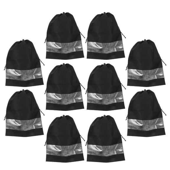 Tineasur 10Pcs Black Shoe Bags Travel Shoe Organizer with Drawstring Closure for Home and Travel Storage