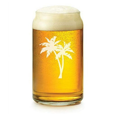 16 oz Beer Can Glass Palm Trees