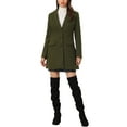 thumbnail image 2 of INSPIRE CHIC Women's Coat Solid Color Notched Lapel Single Breasted Winter Peacoat L Olive Green, 2 of 6