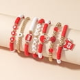 thumbnail image 5 of Game Day Bracelets Stackable Sports Football Charm Bracelets Elasticated Football Themed Bracelets Set for Women Men Football Fans Boho Summer Beach Jewelry, 5 of 8