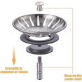 thumbnail image 2 of 2 paquetes de tapón de fregadero de cocina de acero inoxidable - Colador de fregadero universal (diámetro: 78 mm), desagüe de fregadero con 18 ranuras, rejilla de fregadero anti-obstrucción,, 2 of 5