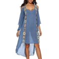 thumbnail image 4 of Pretty Comy Women Chiffon Swimsuit Cover Up Tassels Beach Wear Swimwear Bathing Suits Summer Mini Dress Loose Solid Pareo Cover Ups Purple, 4 of 5