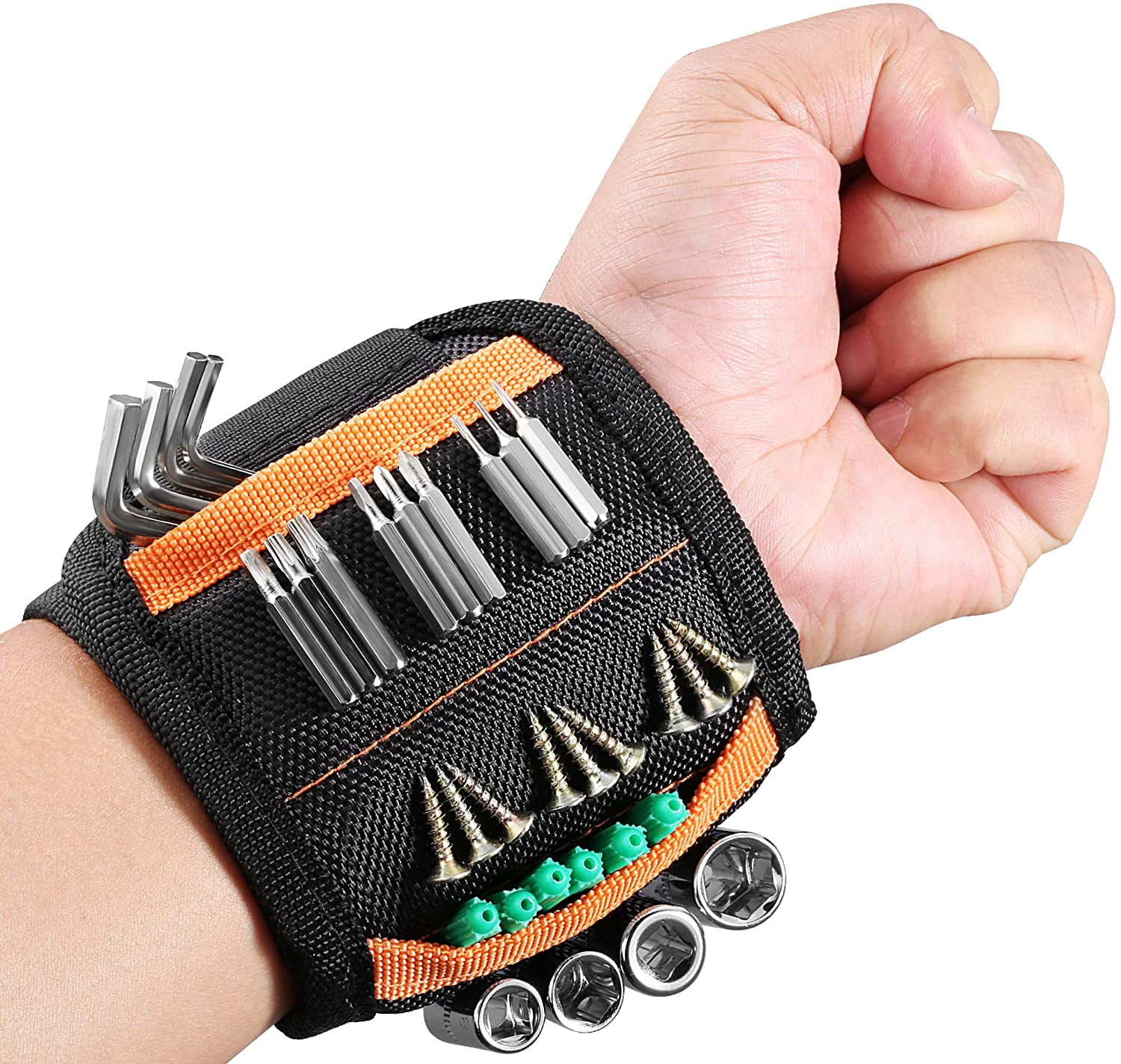 etc screws sticks to nails Magnetic Wrist Band for easy access to metal parts 