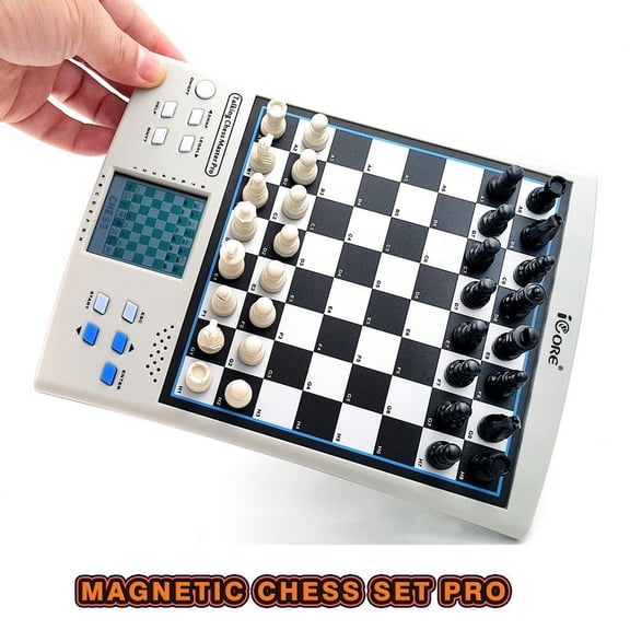iCore Chess Set, Travel Magnetic Checkers Board, Electronic No Stress Teaching Game for Kids Adults